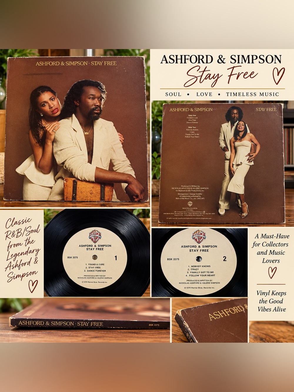 Ashford & Simpson Stay Free 1979 Warner Bros Vinyl LP Soul R&B Disco BSK 3357